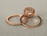 2ct Cushion Cut Peach Morganite Bridal Set Engagement Ring 14k Rose Gold Finish