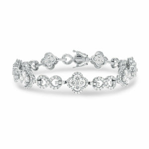 20Ct Round Cut Diamond Floral Infinity Tennis Bracelet 14K White Gold Finish