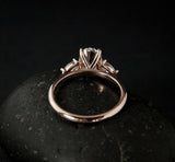 Pear Accents Trilogy Engagement Ring 2.1ct Oval Cut Diamond 14k Rose Gold Finish