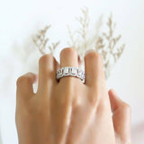 5Ct Radiant Cut DVVS1 Diamond Iced Halo Wedding Band Ring 14K White Gold Finish