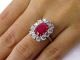 5Ct Oval Cut Pink Ruby Round Diamonds Halo Cocktail Ring 14K White Gold Finish