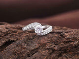 1.5ct Engagement Ring Round Cut Diamond Swirl Bridal Set 14k White Gold Finish