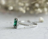 3Ct Green Emerald Diamond Accent Halo Women Engagement Ring 14K White Gold Over