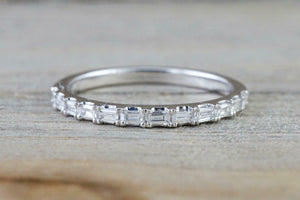 1.2ct Baguette Cut Diamond Wedding Band Half Eternity Trendy 14k White Gold Over