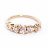 2ct Pear Cut Peach Morganite Wedding Band Stackable Cluster 14k Rose Gold Finish