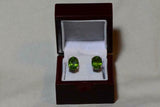 5ct Stud Earrings Oval Cut Green Peridot Solitaire Women 14k White Gold Finish