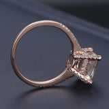 1ct Cushion Cut Peach Morganite Solitaire Engagement Ring 14k Rose Gold Finish