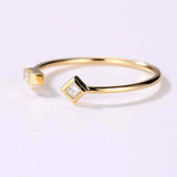 Open Cuff Stackable Engagement Ring 0.7ct Princess Diamond 14k Yellow Gold Over