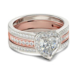 3Ct Heart Cut Diamond Removable Band Inside Ring Engagement 14K Dual Gold Finish