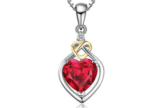 2ct Pink Ruby Pendant Heart Cut Twist Solitaire 14k White Gold Finish NO CHAIN