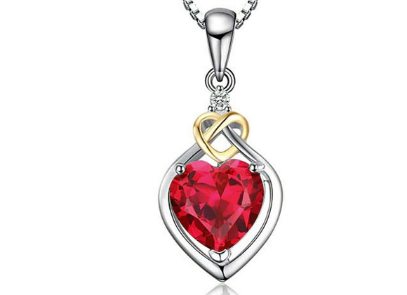 2ct Pink Ruby Pendant Heart Cut Twist Solitaire 14k White Gold Finish NO CHAIN