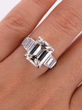 4Ct Emerald Baguette Cut Diamond Solitaire Engagement Ring 18K White Gold Finish