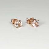 0.4ct Round Cut Peach Morganite Classic Stud Earrings Women 14k Rose Gold Finish