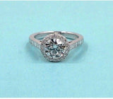 2ct Round Cut Diamond Engagement Ring Accent Halo Solitaire 14k White Gold Over