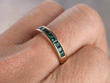 2ct Princess Cut Green Emerald Wedding Band Half Eternity 14k Yellow Gold Finish