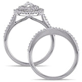 5Ct Marquise Cut Diamond Bridal Set Dual Halo Ring Band 14K White Gold Finish