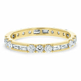 2ct Wedding Band Baguette Round Cut Diamond Full Eternity 14k Yellow Gold Finish