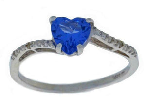 1.2ct Engagement Ring Heart Cut Blue Sapphire Swirl Twist 14k White Gold Finish