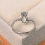 1ct Marquise Cut Blue Aquamarine Engagement Ring Solitaire 14k White Gold Finish