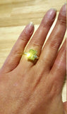 1.5ct Engagement Ring Radiant Cut Green Peridot Solitaire 14k White Gold Finish