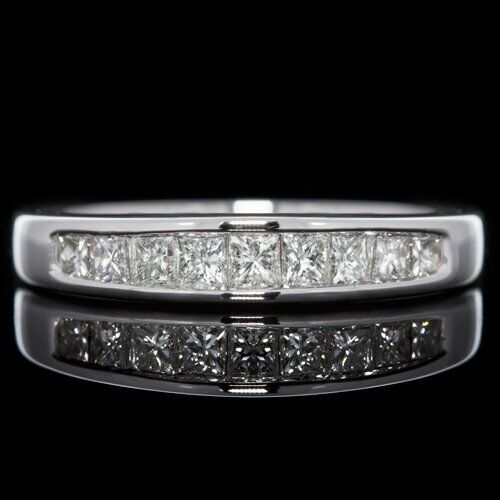 3Ct Princess Cut Diamond Channel Set Wedding Ring Band 14K White Gold Finish