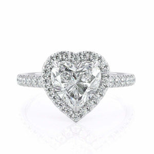 2.2ct Heart Diamond Engagement Ring Halo 14k White Gold Finish with Round Accent