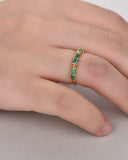 2Ct Baguette Cut Green Emerald Minimalist Wedding Band Ring 14K Yellow Gold Over