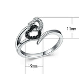 1ct Round Cut Diamond Engagement Ring 14k White Gold Finish Double Heart Bypass