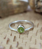 0.5ct Engagement Ring Round Cut Peridot Solitaire Minimalist 14k White Gold Over