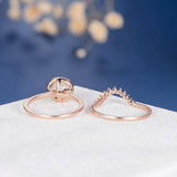 2ct Round Peach Morganite Engagement Ring 14k Rose Gold Finish Curved Bridal Set