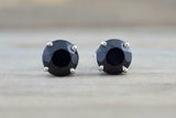 0.7ct Round Cut Black Diamond 4 Prong Solitaire Stud Earrings 14k WhiteGold Over