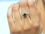 1.5ct Round Cut London Blue Topaz Solitaire with Accent Ring 14k YellowGold Over