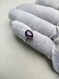 1ct Engagement Ring Pear Cut Purple Amethyst Three Stone 14k White Gold Finish