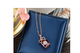 1Ct Cushion Cut Red Garnet Solitaire Women Pendant 14K Rose Gold Finish NO CHAIN