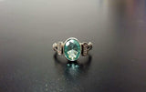 1.3ct Oval Cut Blue Aquamarine Vintage Diamond Solitaire Ring 14K WhiteGold Over