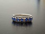 1.4ct Round Cut Blue Sapphire Braided Vintage Inspired Band 14k White Gold Over