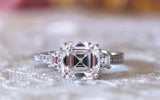 Accents Solitaire Engagement Ring 2.5ct Asscher Cut Diamond 14k WhiteGold Finish