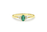 0.4ct Oval Green Emerald Dainty Minimalist Engagement Ring 14k Yellow Gold Over