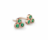 0.3ct Round Green Emerald Bezel Set Solitaire Stud Earrings 14k Rose Gold Finish