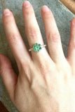 1.6ct Engagement Ring Round Green Emerald Cluster Ball Shank 14k White Gold Over