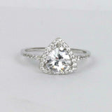 2ct Trillion Cut VVS1D Diamond Accents Halo Engagement Ring 14k WhiteGold Finish