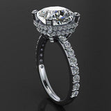 Hidden Double Halo Engagement Ring 3ct Cushion Cut Diamond 14k White Gold Finish