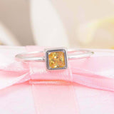 0.4ct Princess Cut Yellow Sapphire Engagement Ring Solitaire 14k White Gold Over