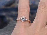 1.5ct Round Cut Peach Morganite Engagement Ring 14k Rose Gold Finish Three Stone