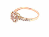 3Ct Round Cut Peach Morganite Diamond Halo Engagement Ring 18K Rose Gold Finish