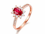 2Ct Oval Cut Pink Ruby Diamond Floral Halo Engagement Ring 14K Rose Gold Finish