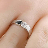 Solitaire Women Engagement Ring 1ct Round Cut VVS1 Diamond 18k White Gold Finish