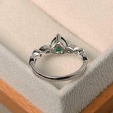 1ct Heart Cut Emerald Engagement Ring Solitaire with Accent 14k White Gold Over