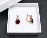 2.56ct Dangle Earrings Round Cut Red Garnet Stylish 14k Rose Gold Finish