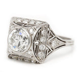 3ct Round Cut Diamond Art Deco Edwardian Cocktail Ring 14k White Gold Finish